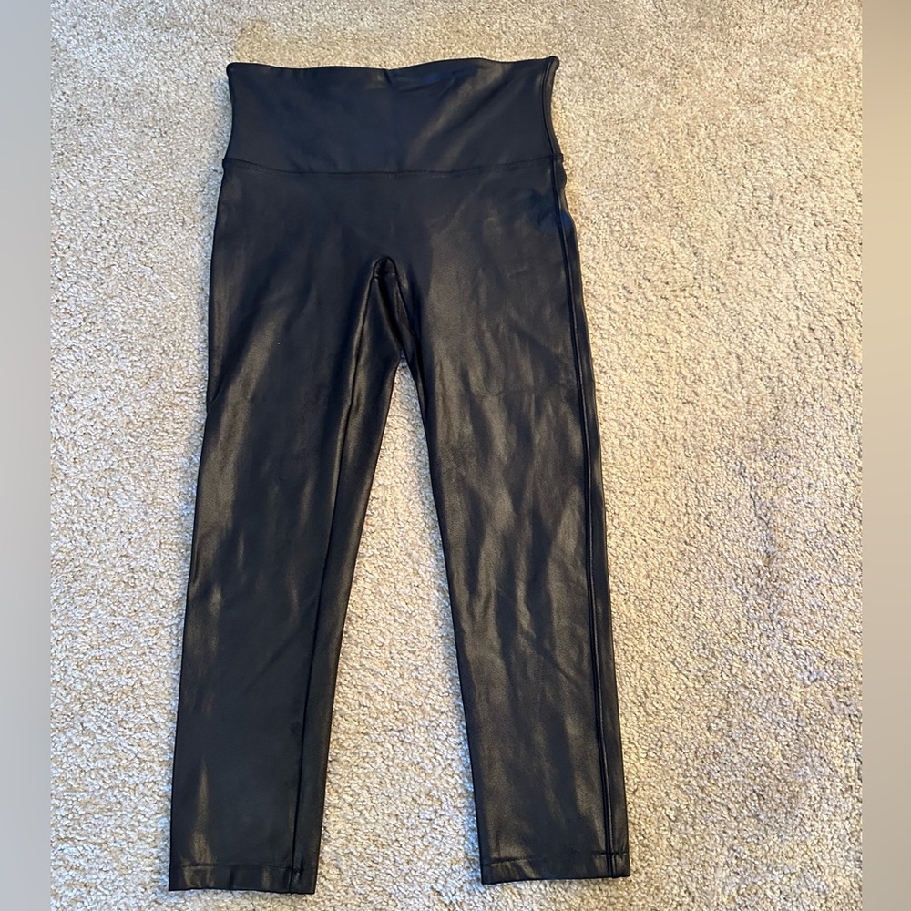 NWOT SPANX Black Faux Leather Leggings